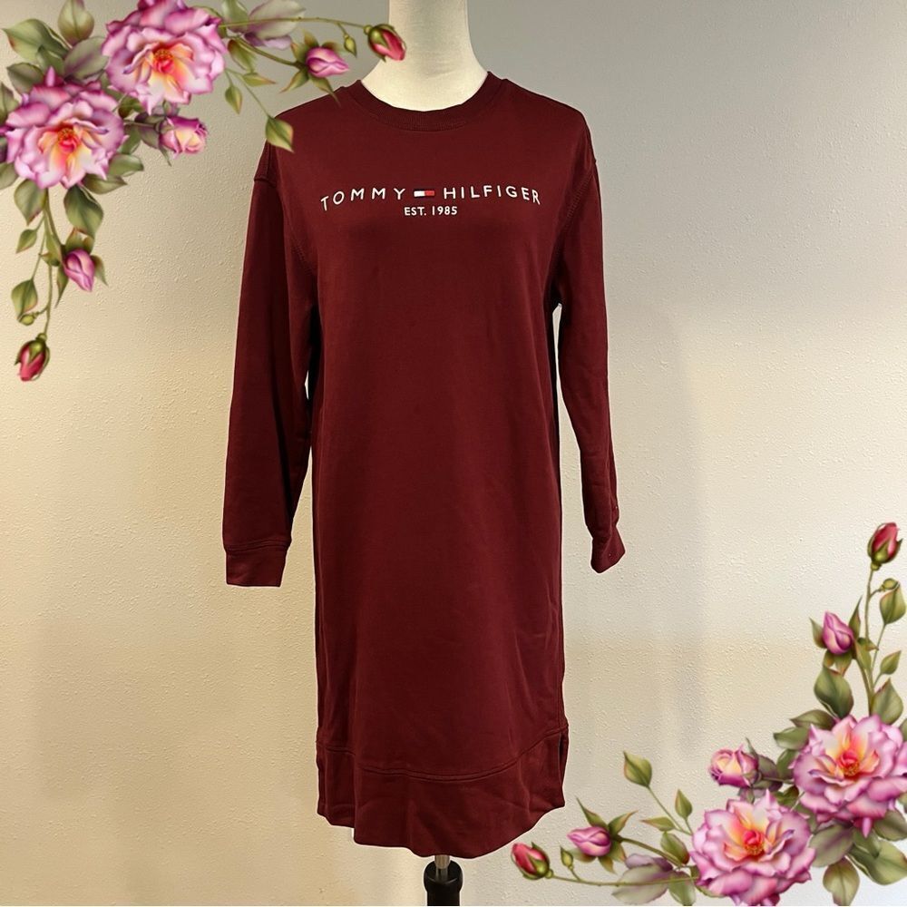 Tommy Hilfiger Burgundy Sweatshirt Dress